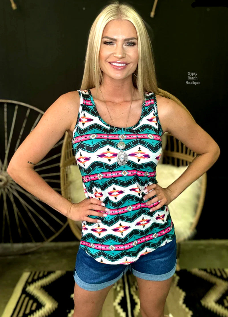 Harbour Bay Aztec Tank Top - Also in Plus Size