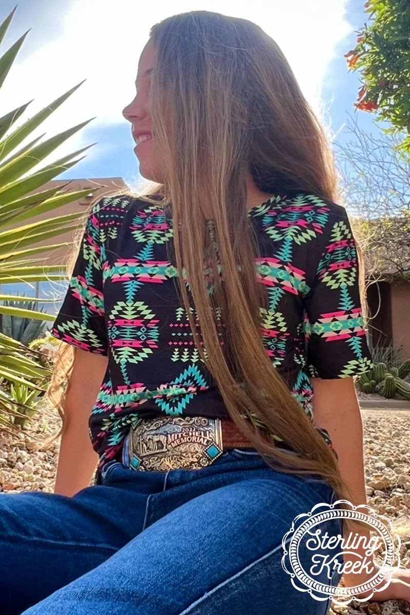 Neon Lights Aztec Top - Kids