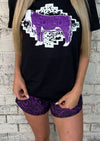 Sheridan Purple Tooled Shorts - Also in Plus Size