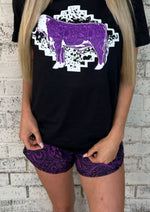 Sheridan Purple Tooled Shorts - Also in Plus Size