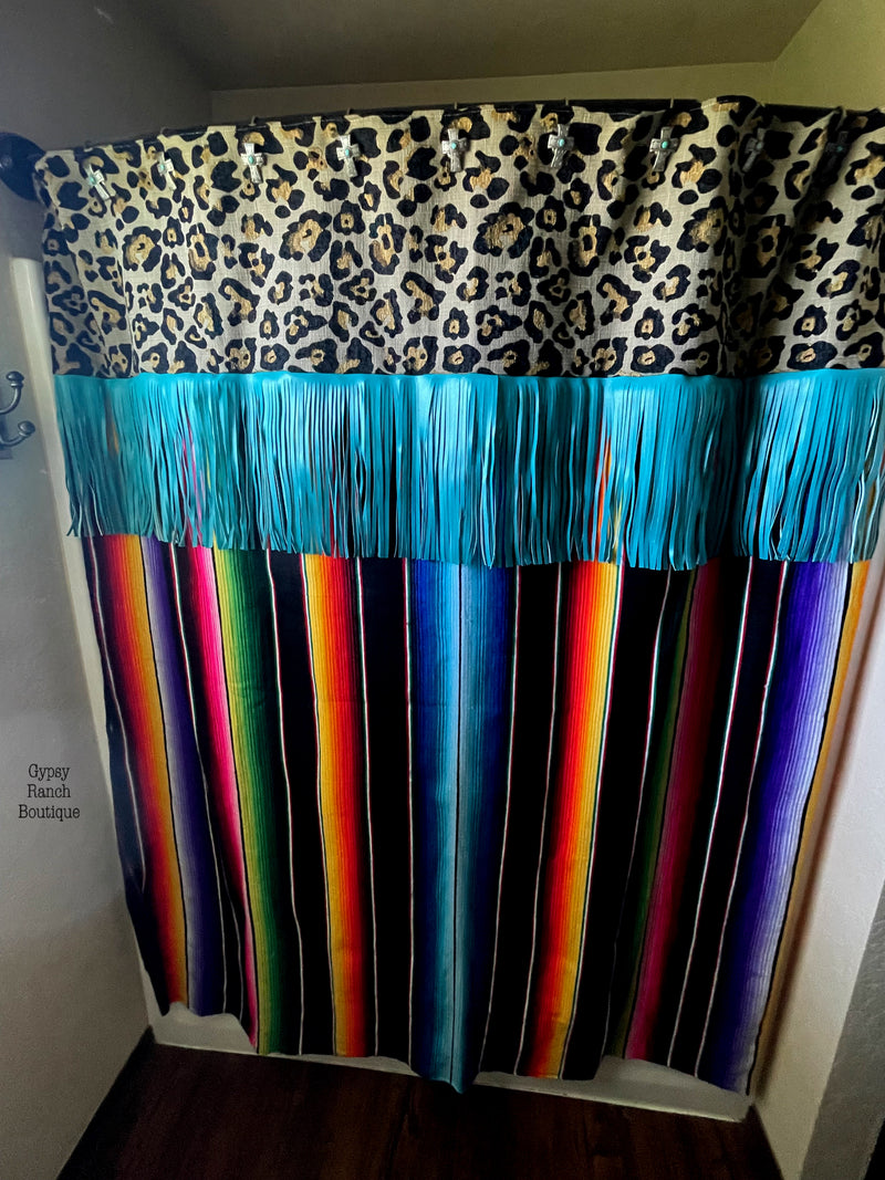 Fiesta Dreams Serape Leopard Shower Curtain