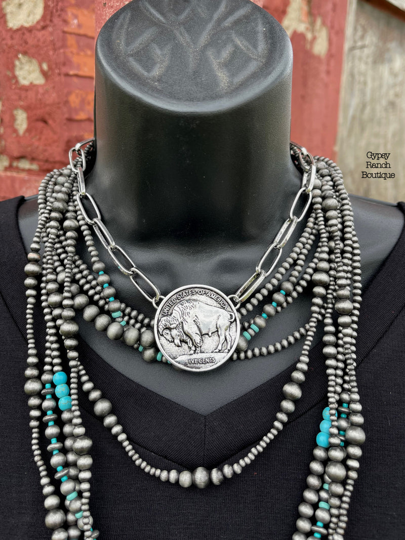 Buffalo Bill Paper Clip Chain Necklace & Earrings