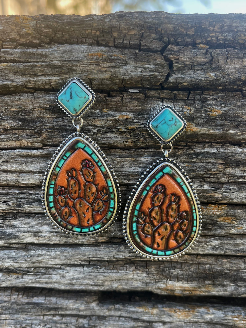 Arizona Cactus Turquoise Earrings