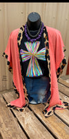 California Dreams Coral Leopard Cardigan Kimono - Also in Plus Size