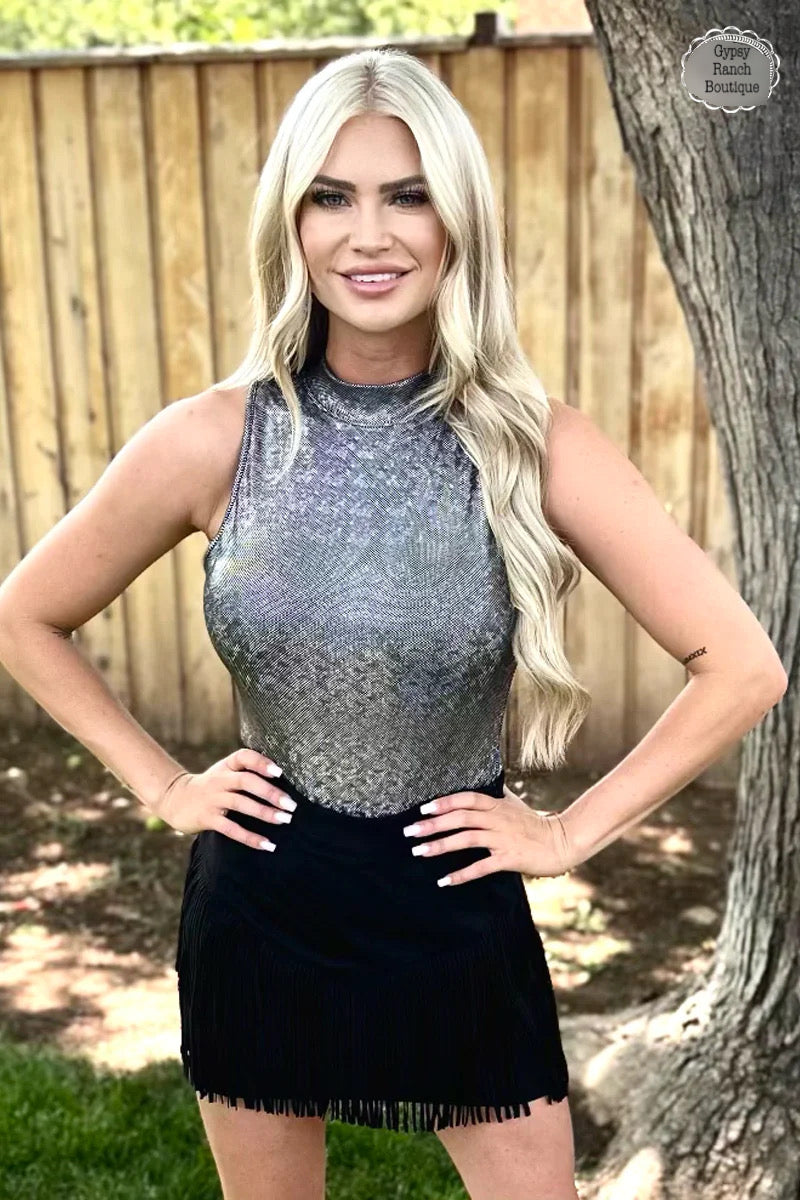 Metallic Iridescent Bodysuit Tank Top - Also in Plus Size