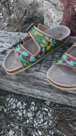PREORDER - Cactus Bloom Tooled Leather Sandals