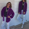 Liza Purple Velvet Button Up Top- Also in Plus Size