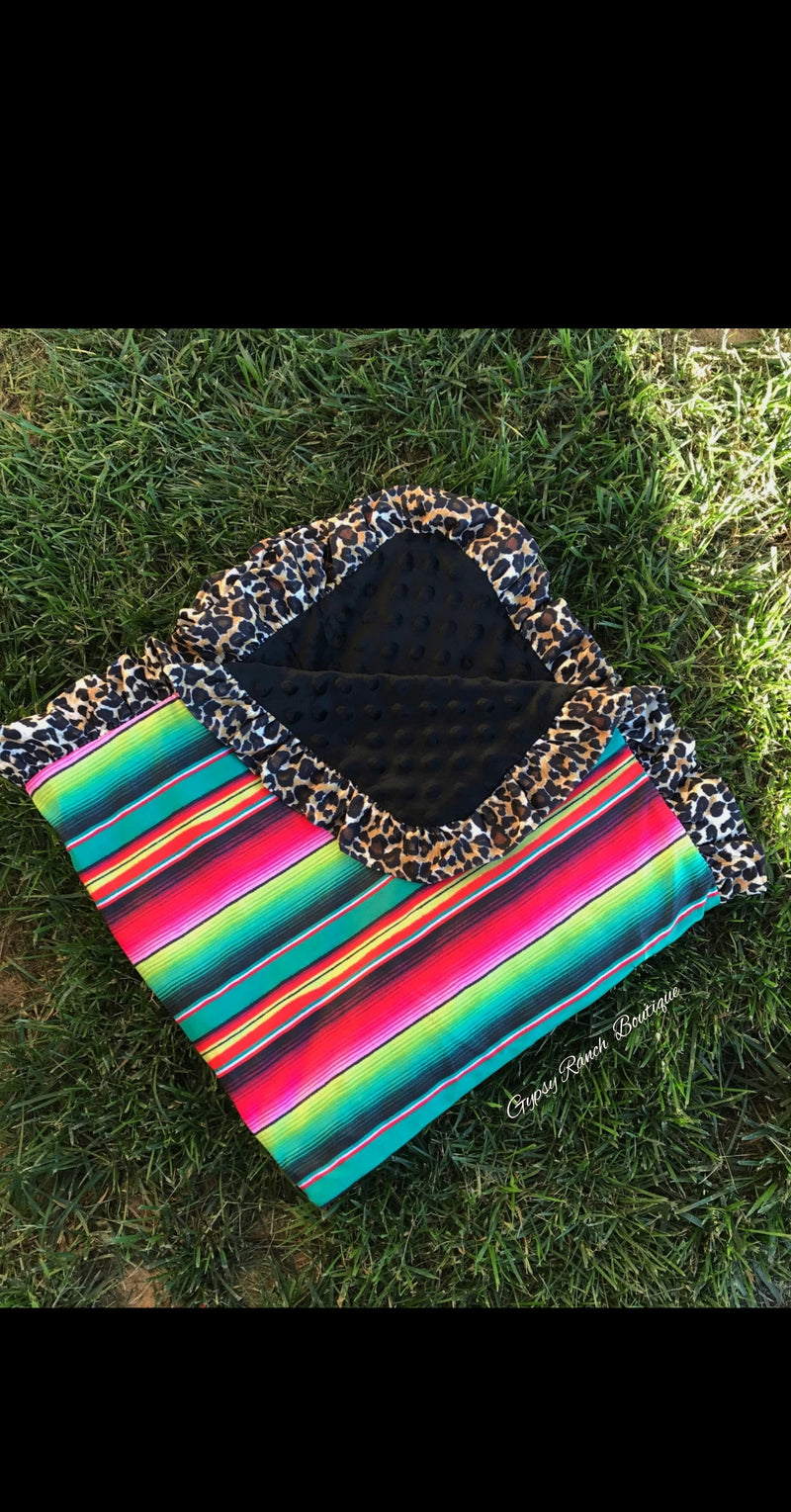 Serape Leopard Minky Baby Blanket