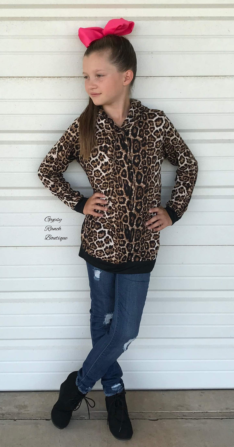 Harlee Kids Leopard Hoodie Top