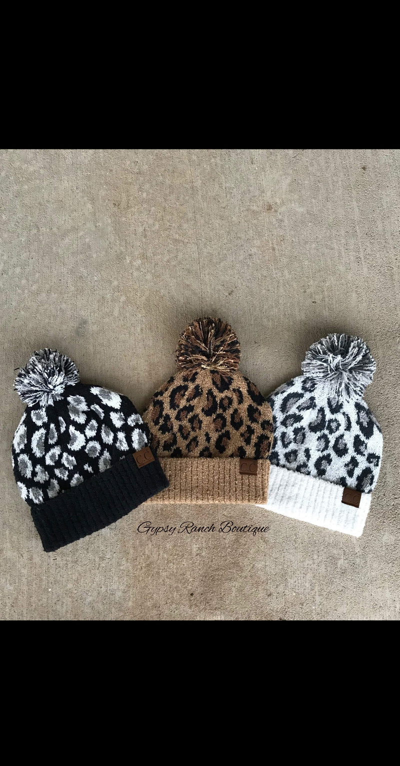 Leopard Pom Beanie