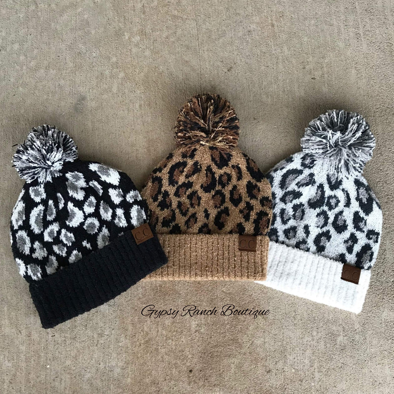 Leopard Pom Beanie