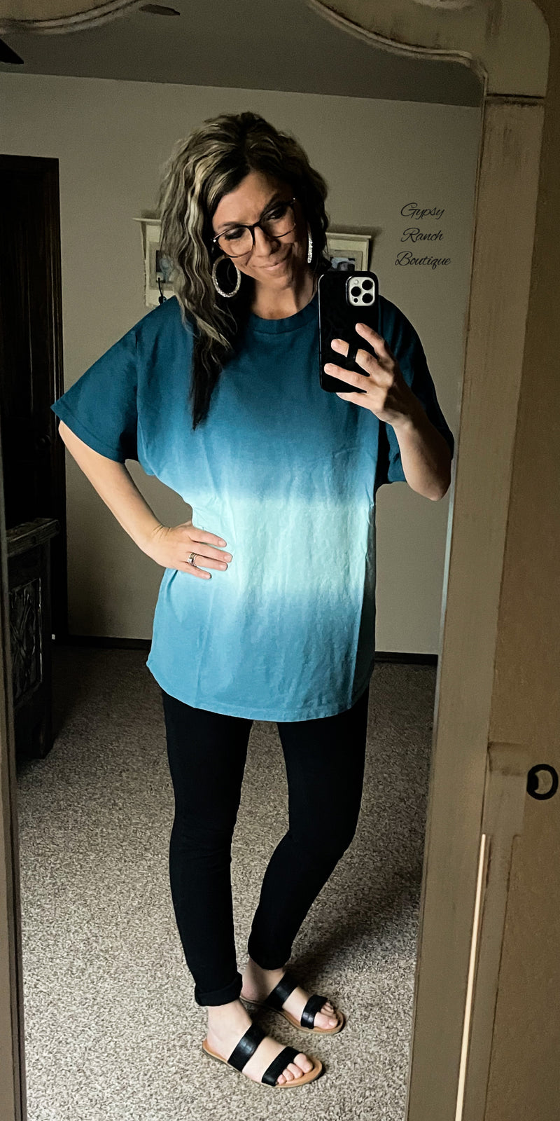 Ombre Fest Teal OverSized Top - Also in Plus Size