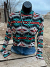 Houston Aztec Cross Mesh Layering Top - Also in Plus Size