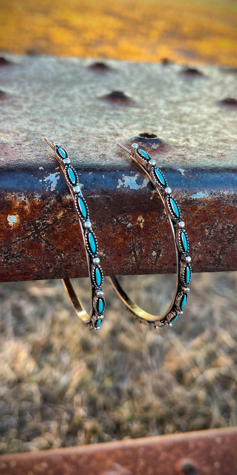 Brinley Silver & Turquoise Hoop Earrings