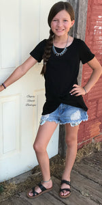 Kids Black Lacee Knot Top