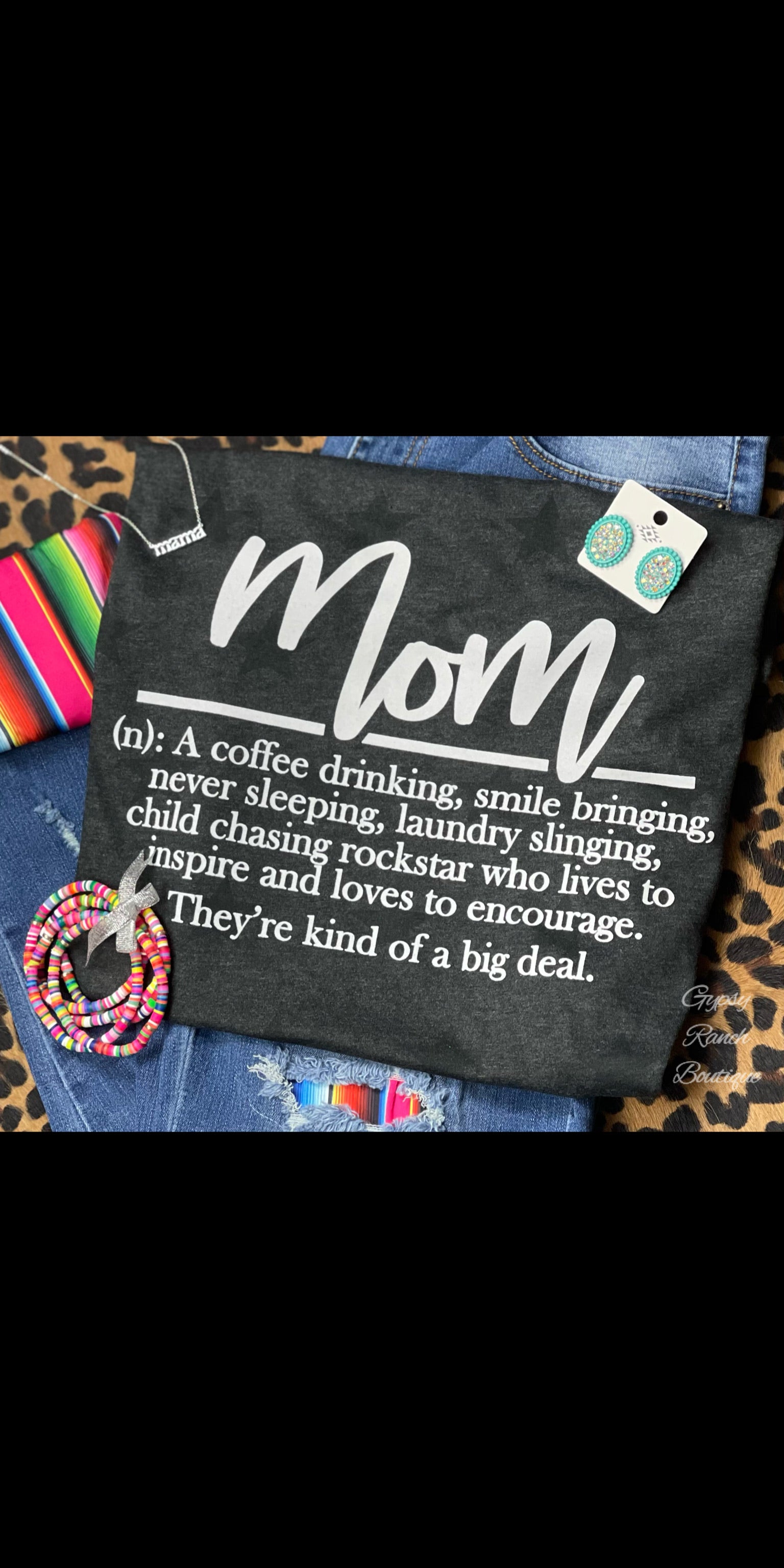 MOM Definition on Black Star Tee - Also in Plus Size – Gypsy Ranch Boutique