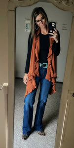 Jordyn Rust Cardigan Vest  - Also in Plus Size