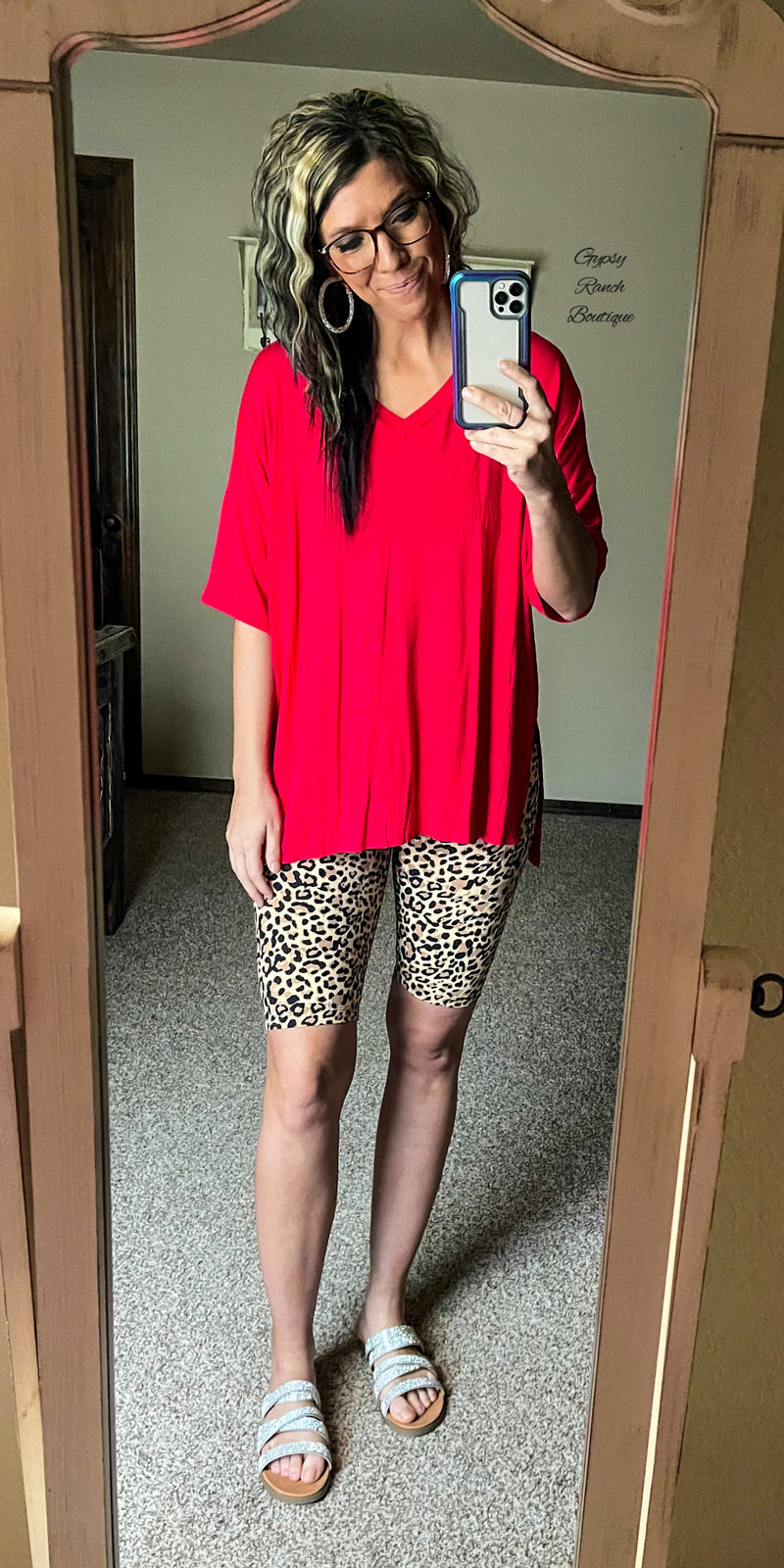 On the River Walk Leopard Biker Shorts