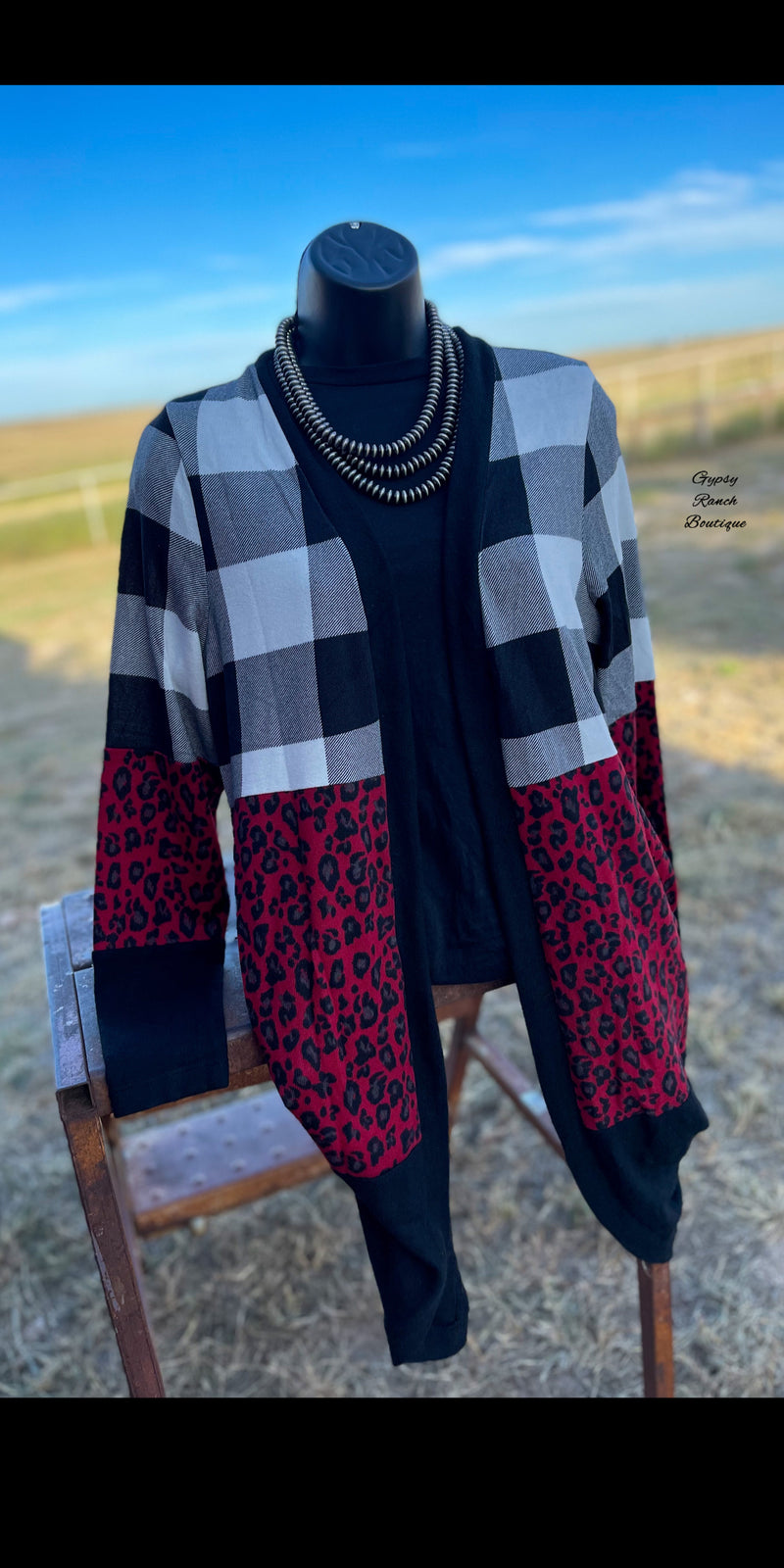 Riptide Leopard & Buffalo Plaid Cardigan -Also in Plus Size