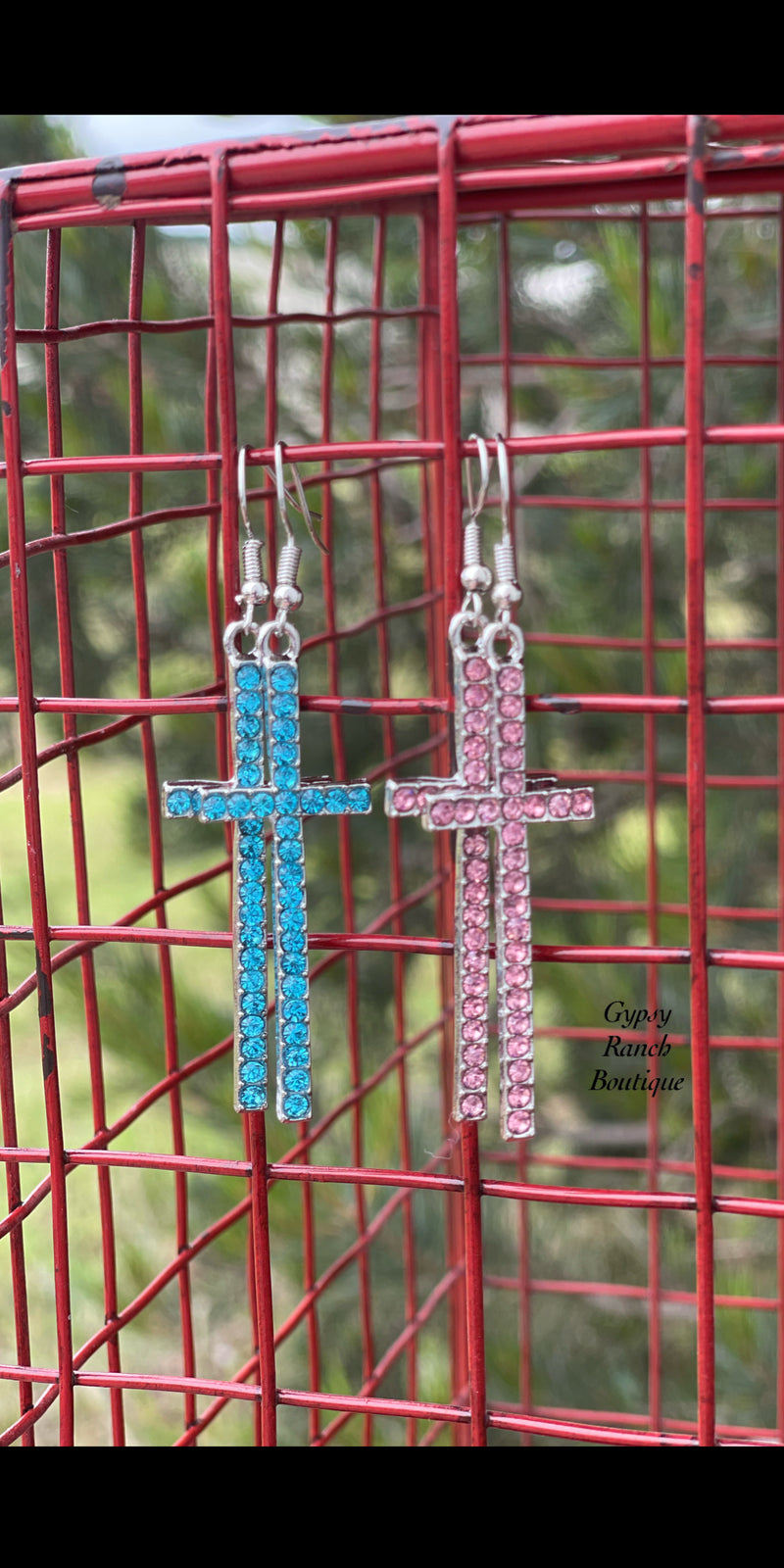 Kennedy Rhinestone Cross Earrings