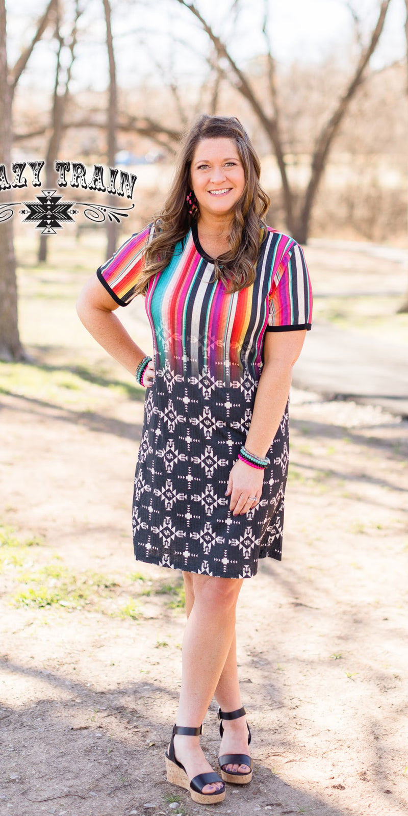Fort Worth Nights Serape Aztec Dress - Also in Plus Size