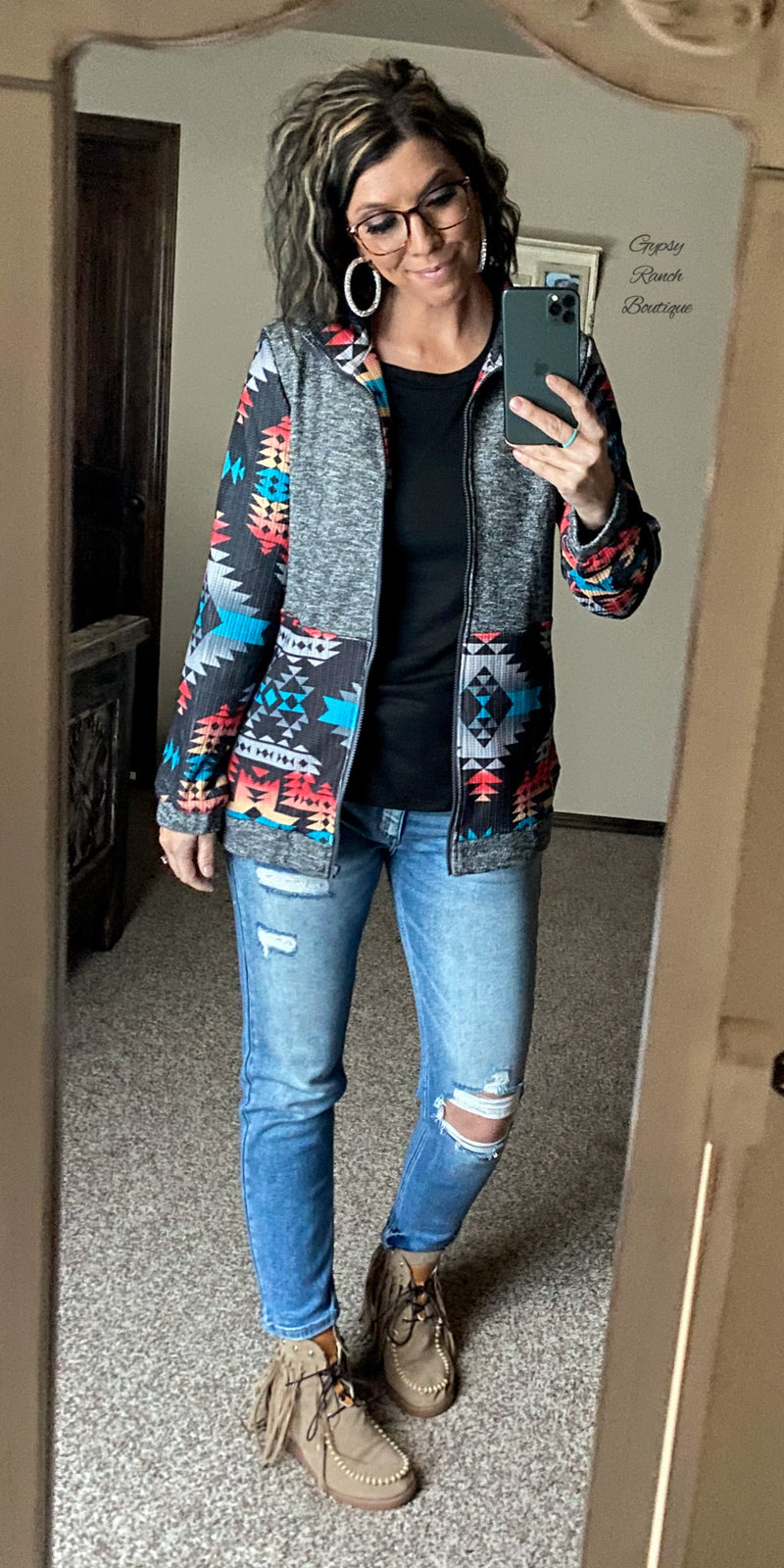 Jentry Tribal Zip Up Jacket - Also in Plus Size