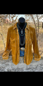 Velvet Storm Mustard Button Up Top - Also in Plus Size