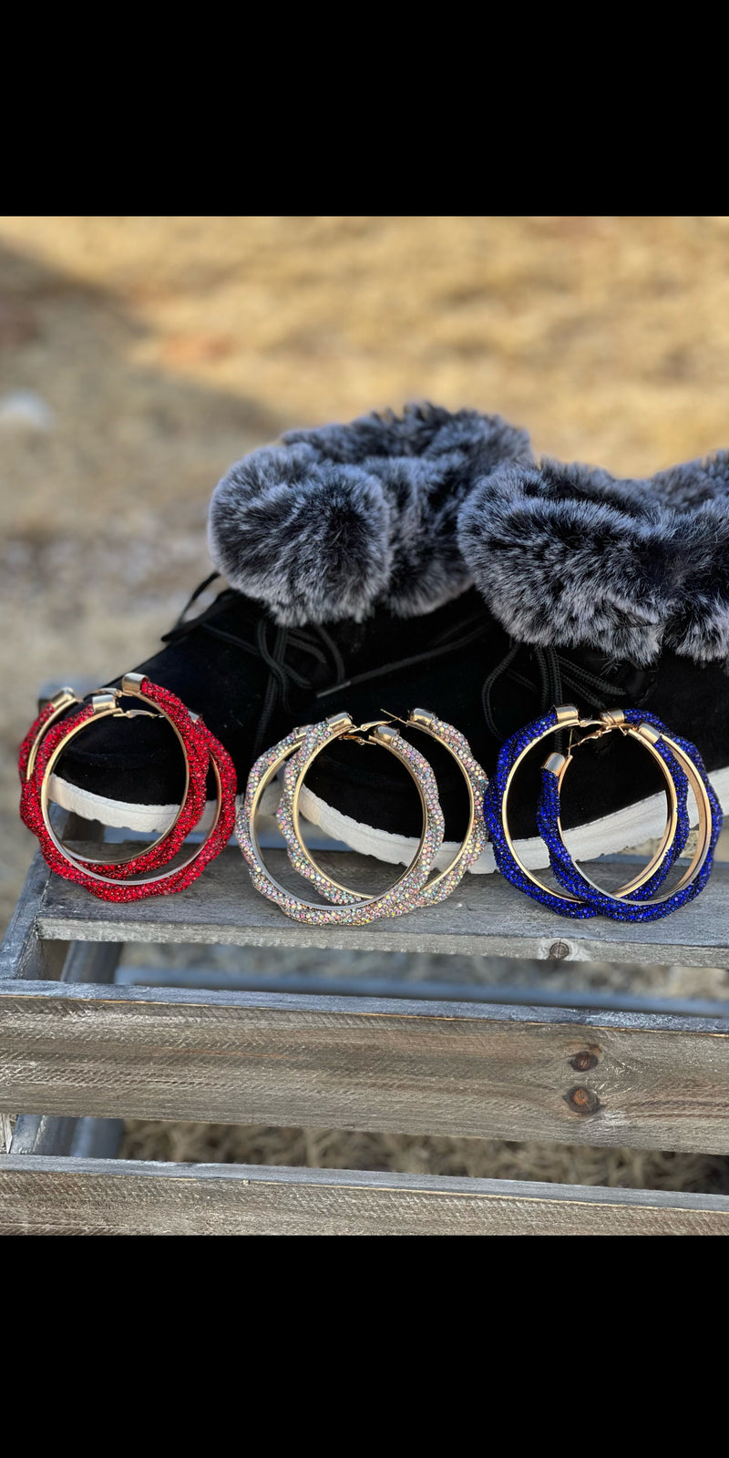 Extra Boujee TWISTED Rhinestone X-Large Hoop Earrings
