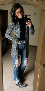 Greeley Leopard Grey Cardigan - Also in Plus Size