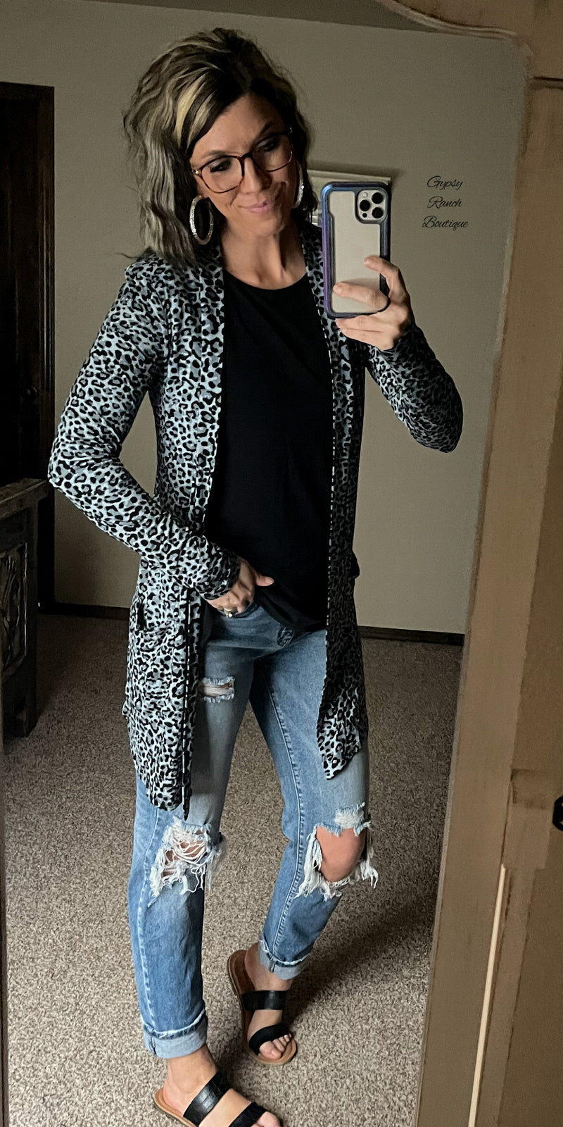 Kirksville Grey Leopard Cardigan - Also in Plus Size