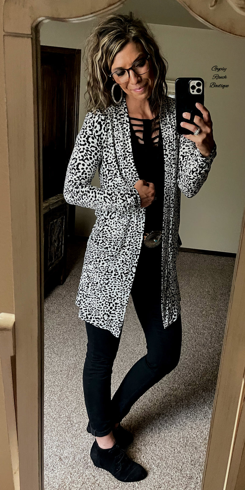 Slayde Snow Leopard Cardigan - Also in Plus Size