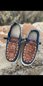 Riata Buckstitch Tooled Leather Shoes