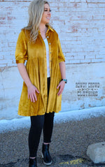 Melrose Mustard Velvet Dress - Also in Plus Size