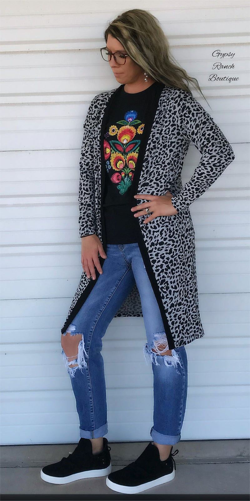 Knoxlee Grey Leopard Cardigan - Also in Plus Size