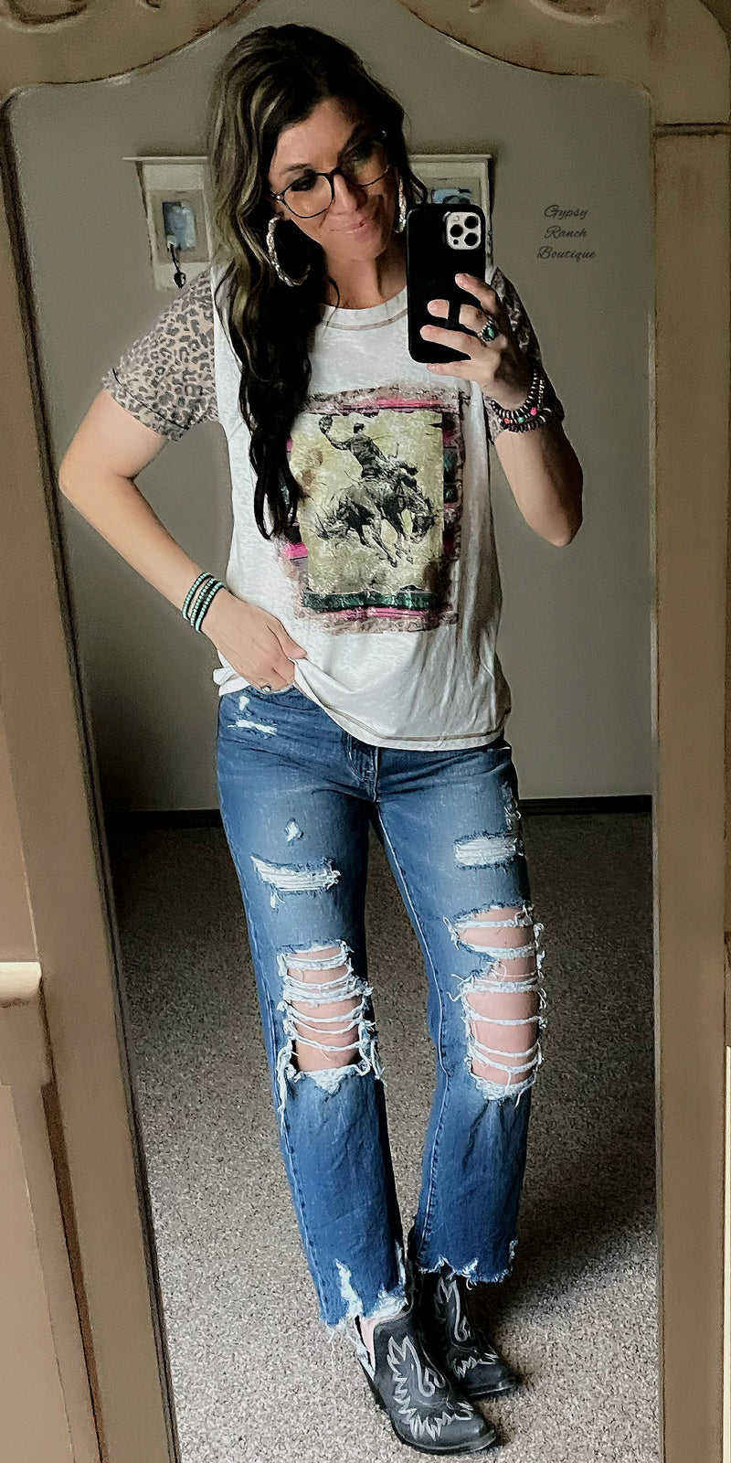 Round Rock Leopard Bronc Top - Also in Plus Size
