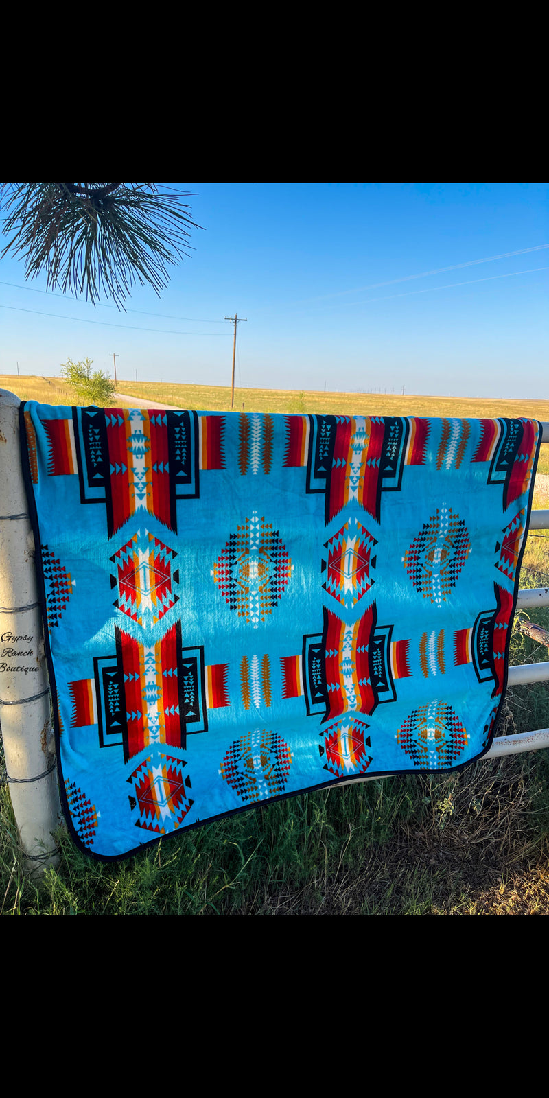 Tildren Turquoise Reversible Throw Blanket