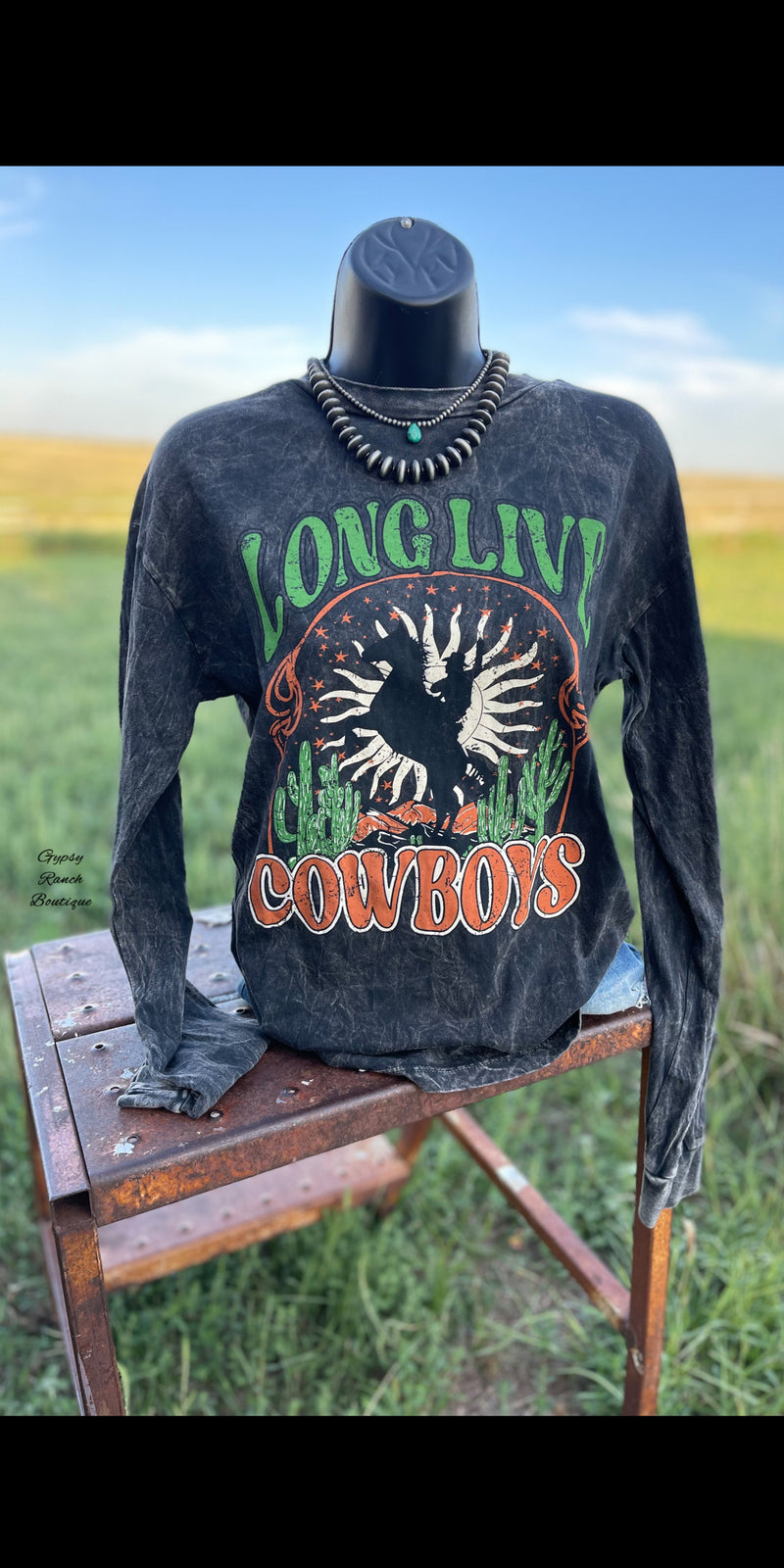 Long Live Cowboys Long Sleeve Pullover Top - Also in Plus Size