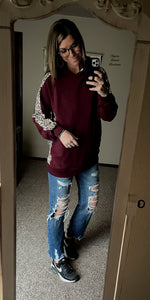 Ashton Burgundy Hoodie Top-Also in Plus Size