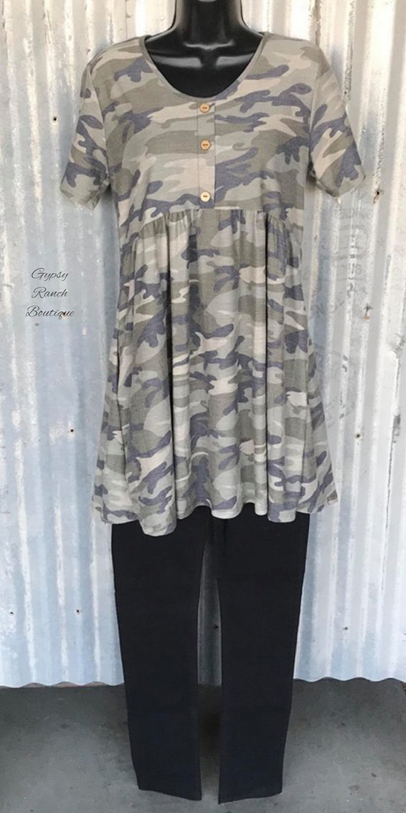 Fire Away Camo Tunic Top - Also in Plus Size