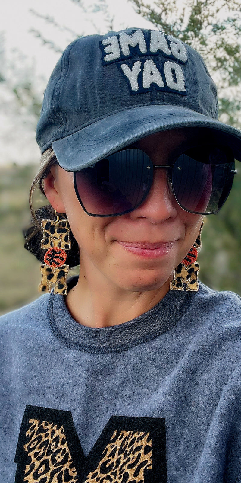 MOM Leopard Basketball Earrings