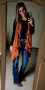 Jordyn Rust Cardigan Vest  - Also in Plus Size