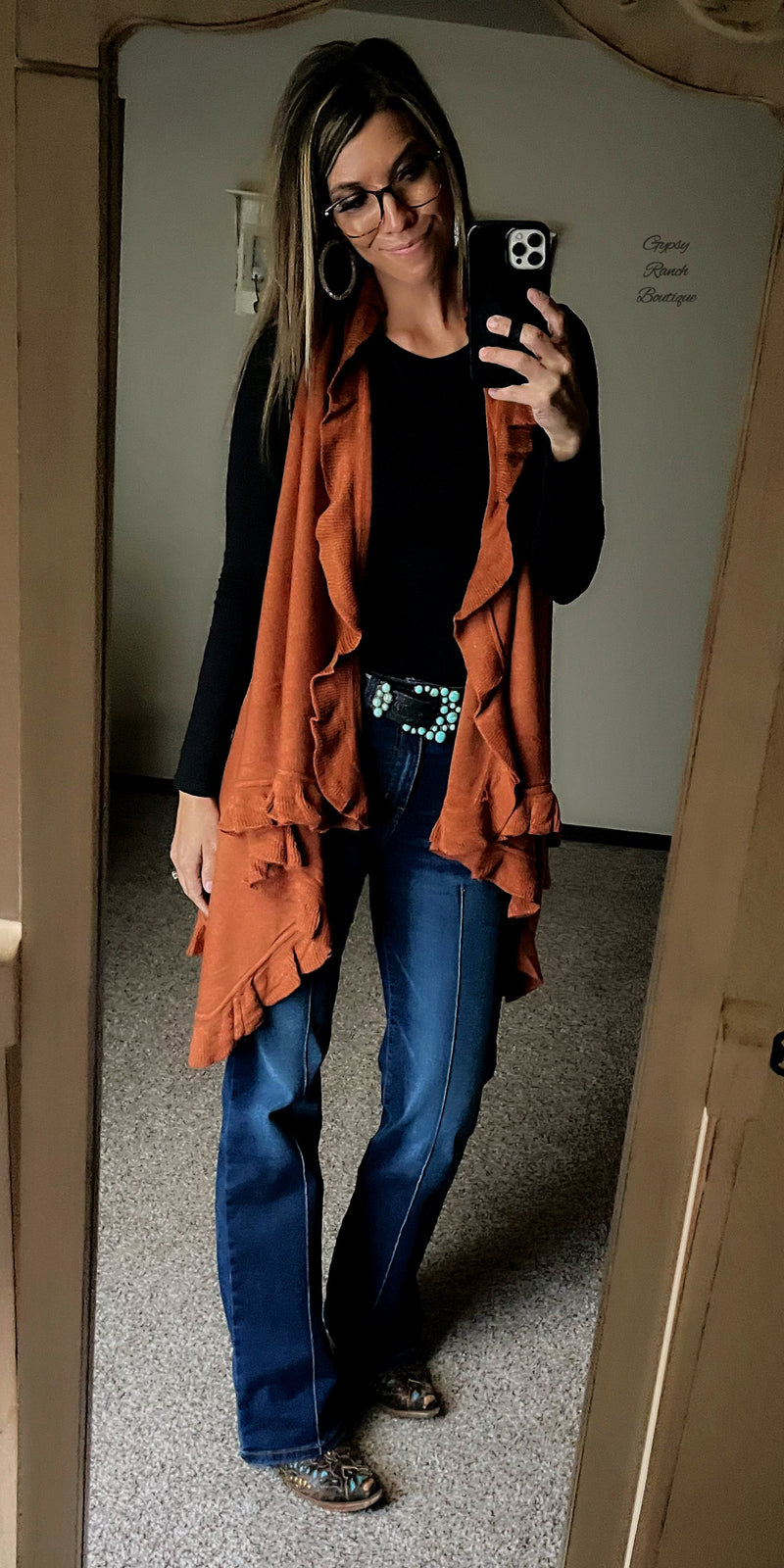 Jordyn Rust Cardigan Vest  - Also in Plus Size