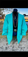 Down to Business Turquoise Blazer Style Cardigan
