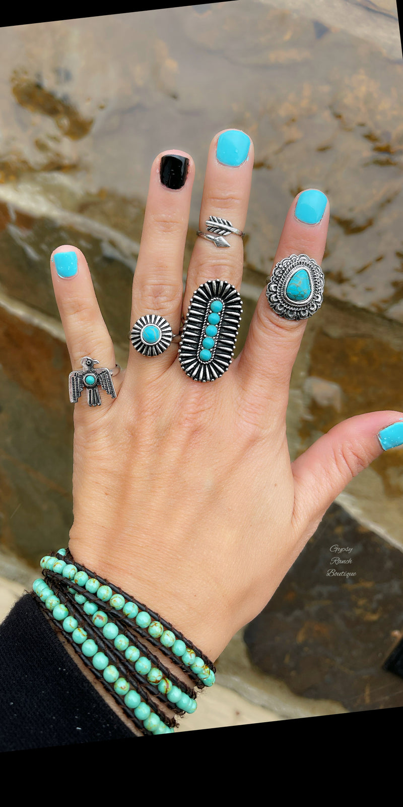 Rolling Hills Turquoise Ring Set of 5