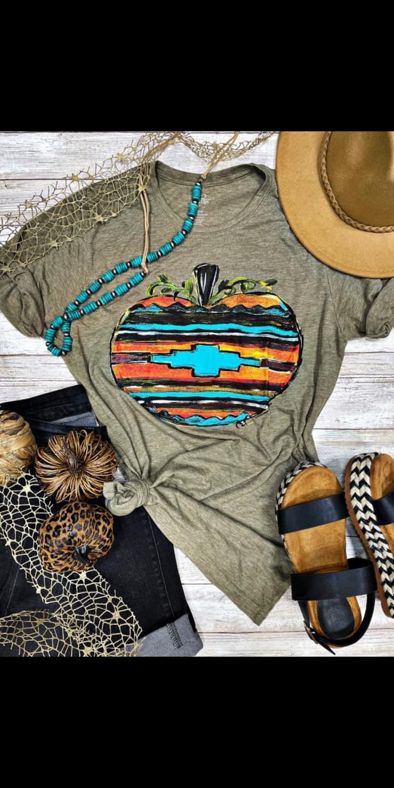 Aztec Serape Fall Pumpkin Top - Also in Plus Size