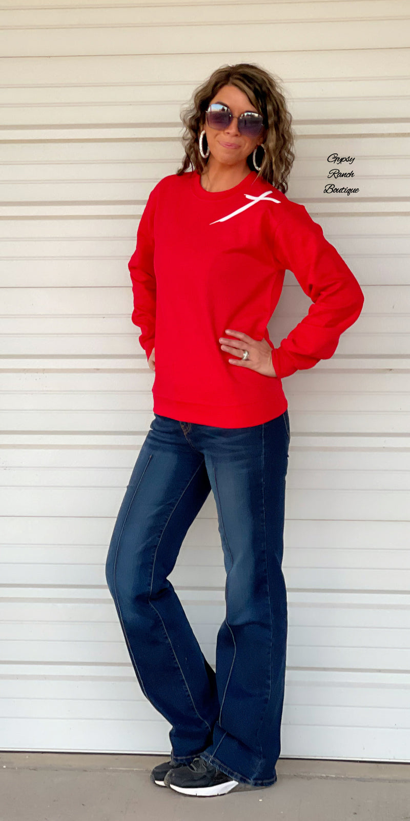 Red Jesus Has My Back Sweatshirt - Also in Plus Size