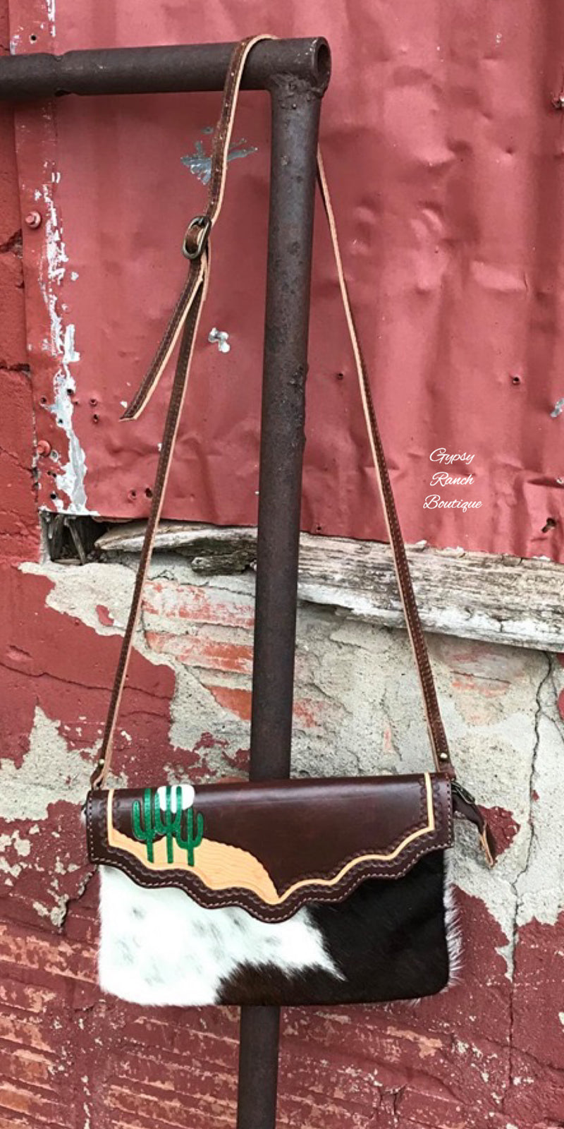 Cactus Getaway Cowhide  Purse