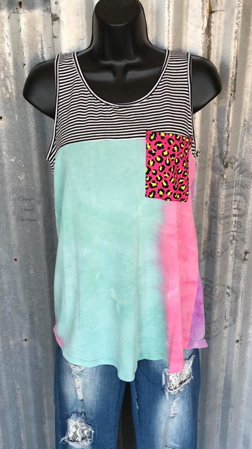 Colonies Leopard & Stripe Tank Top - Also in Plus Size