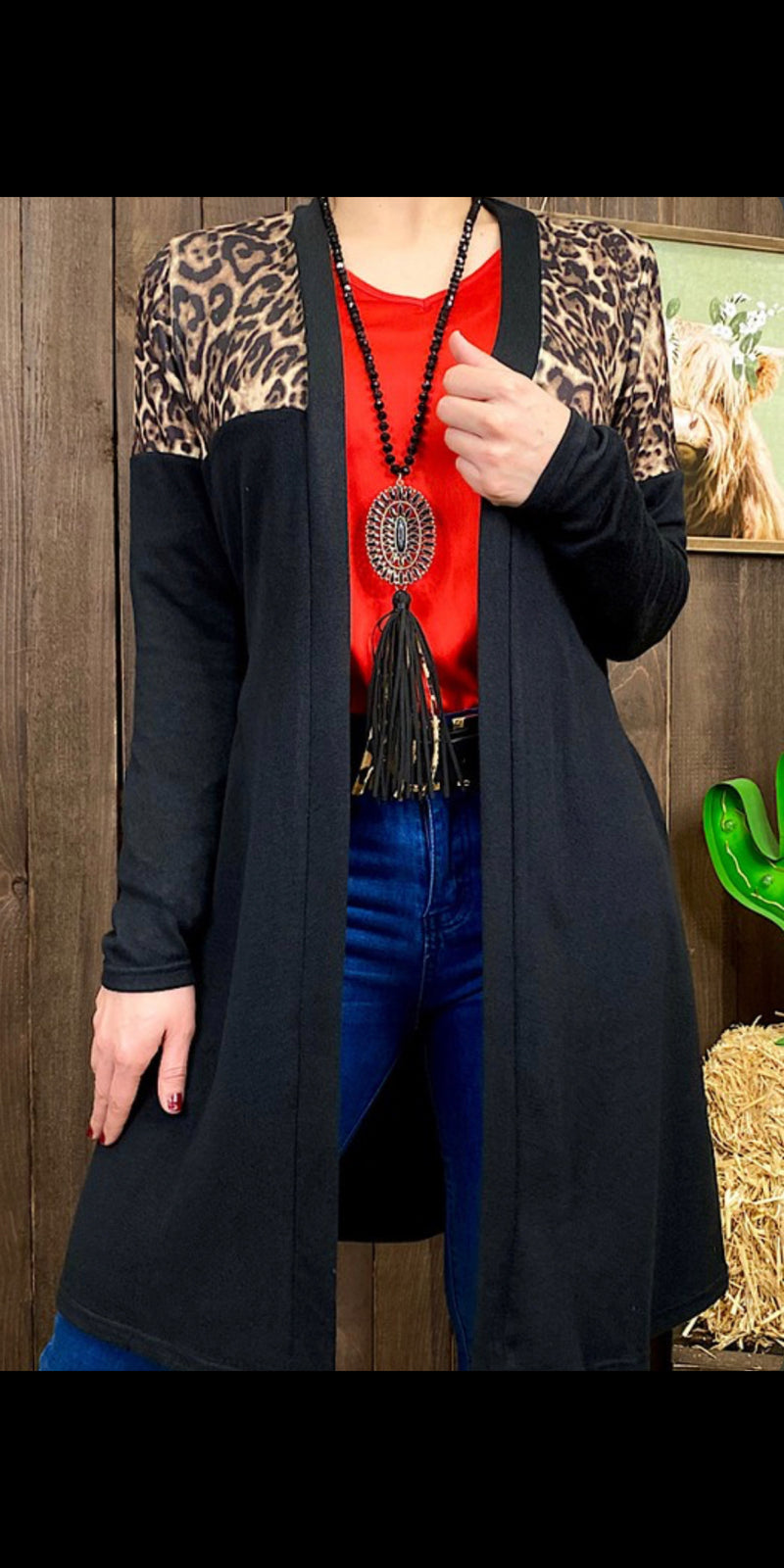 Whispering Leopard Black Cardigan - Also in Plus Size