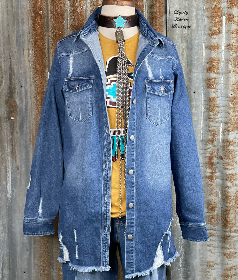 Windthorst Denim Distressed Top